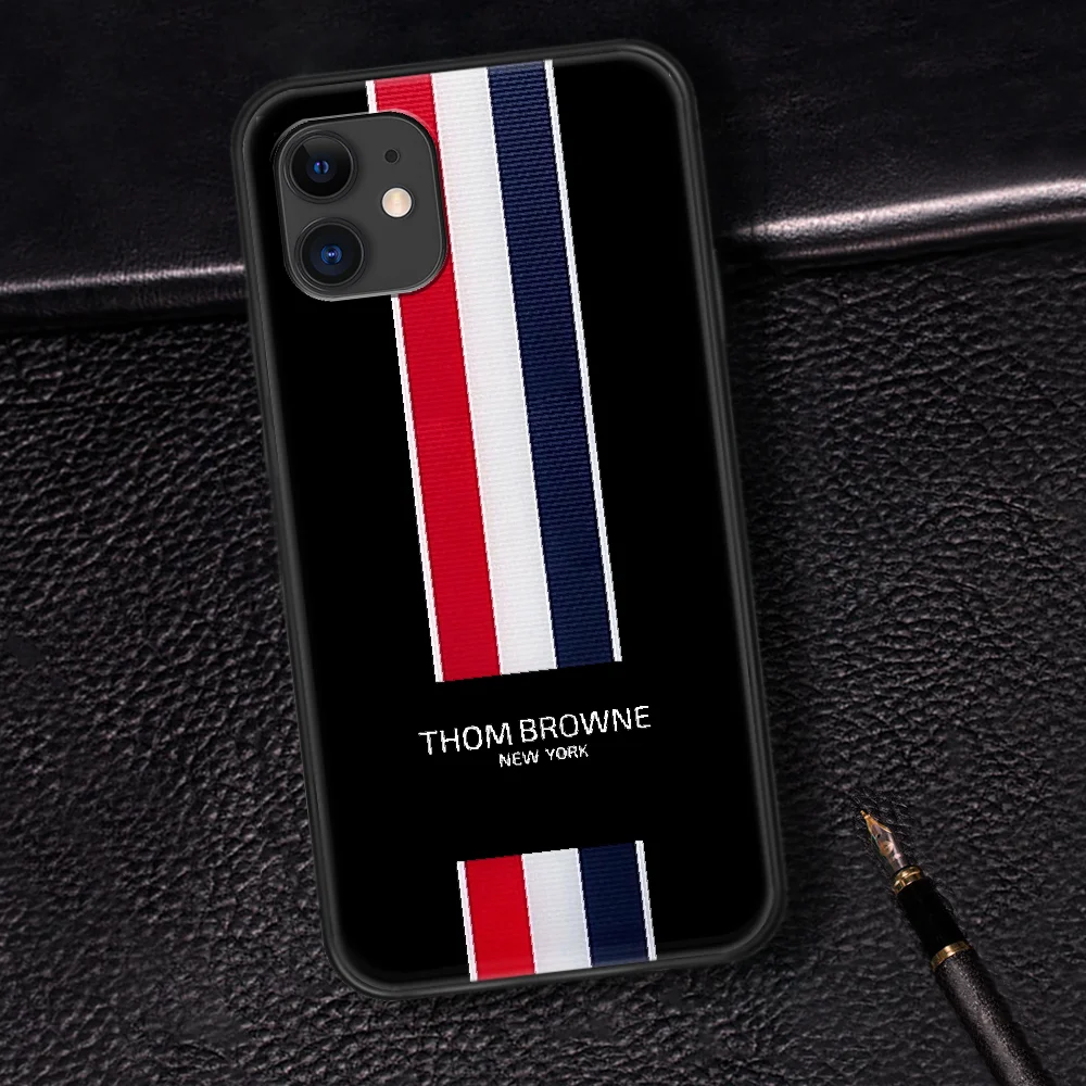 

Luxury Brand T-Thom Brownes Phone Case For Iphone 5 5S SE 2020 6 6S 7 8 Plus 11 12 Mini X XS XR Pro Max black Coque Soft Back