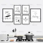 Кухонная типография, холст, живопись, черные, белые минималистичные цитаты, настенные картины, настенные картины, украшение для кухни