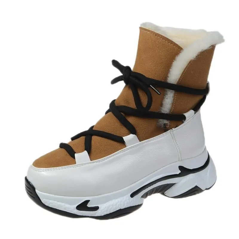 

2021 Drop Shipping Women's Sneakers Comfort Round Toe Mid Shoes Fashion Boot With Fur