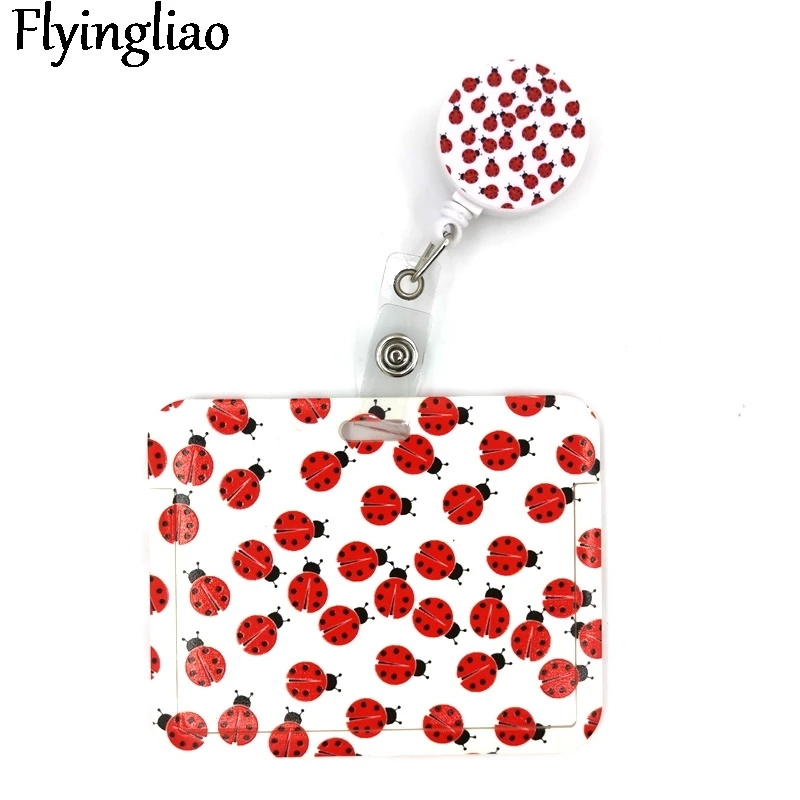 

Ladybird Insect Fashion Women Card Holder Lanyard Colorful Retractable Badge Reel Nurse Doctor Student Exhibition ID Card Clips