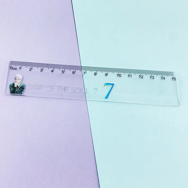 

KPOP Bangtan Boys New Album MAP OF THE SOUL 7 Transparent Simple Ruler Square Ruler Cute Stationery Drawing Supplies