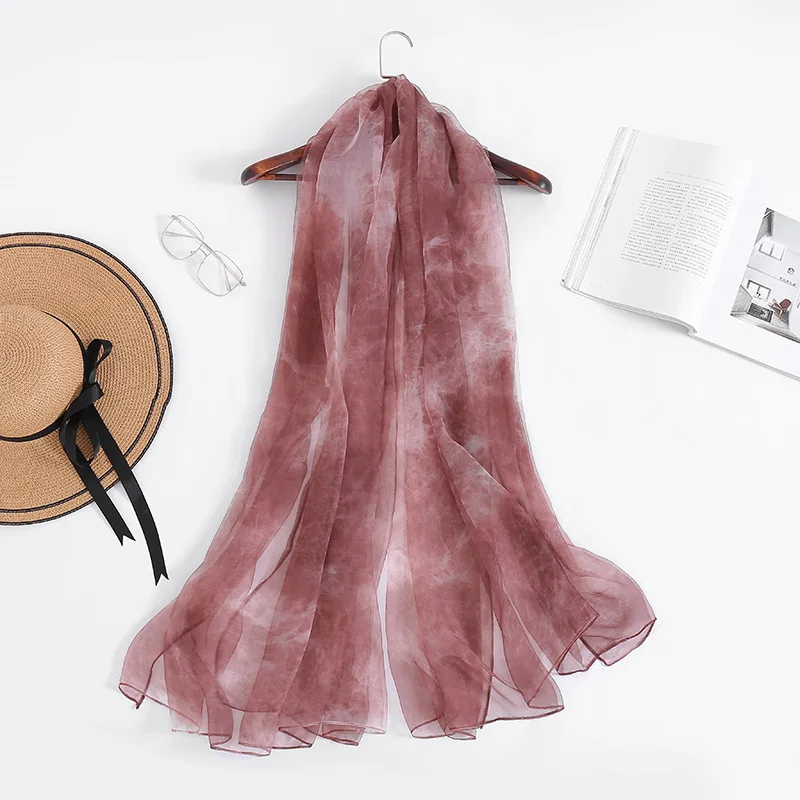 

New Silk Scarves In Spring and Summer 2020. Women's Solid Color Silk Scarf. Custom Chiffon Scarves. Sunscreen Beach Towel