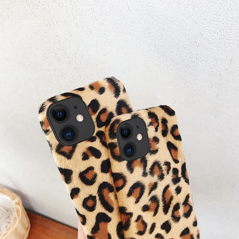 Для iPhone 11 Pro X Xr Xs Max 8 7 6S 6 Plus чехол Теплый леопардовый мягкий плюшевый пушистый мех ТПУ Гибкая задняя чехол для iPhone 5 5S se