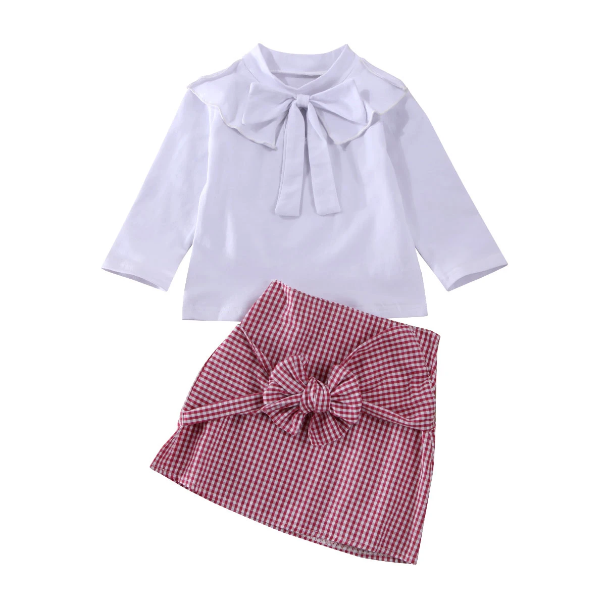 Детские комплекты одежды для маленьких девочек белая футболка с бантом +