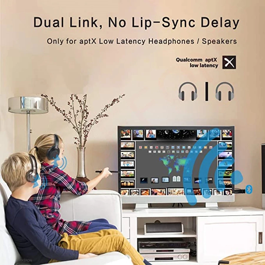 

Bluetooth 5.0 Headphones + USB Audio Transmitter with Mic Aptx LL Low Latency Gaming Wireless Earphones Headset for TV PC PS4