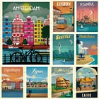 Новый Популярный Туризм мир путешествия город минималистичный постер путешествия винтажный Амстердам Лиссабон покрытые Hd плакаты и принты Настенный декор