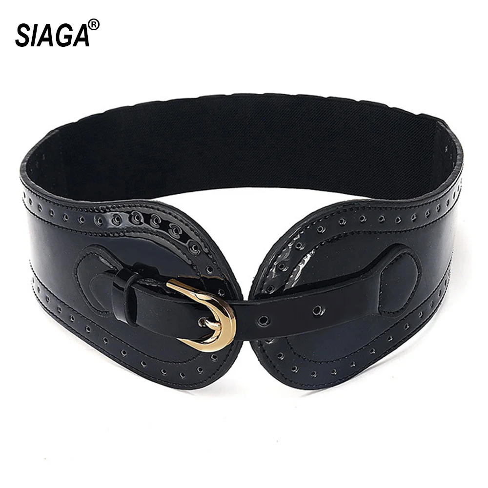 Ladies Decorative Belts Dermis Elastic Blue Waistband Waistline Patent Leather Down Jackets Waistband Women FCO123