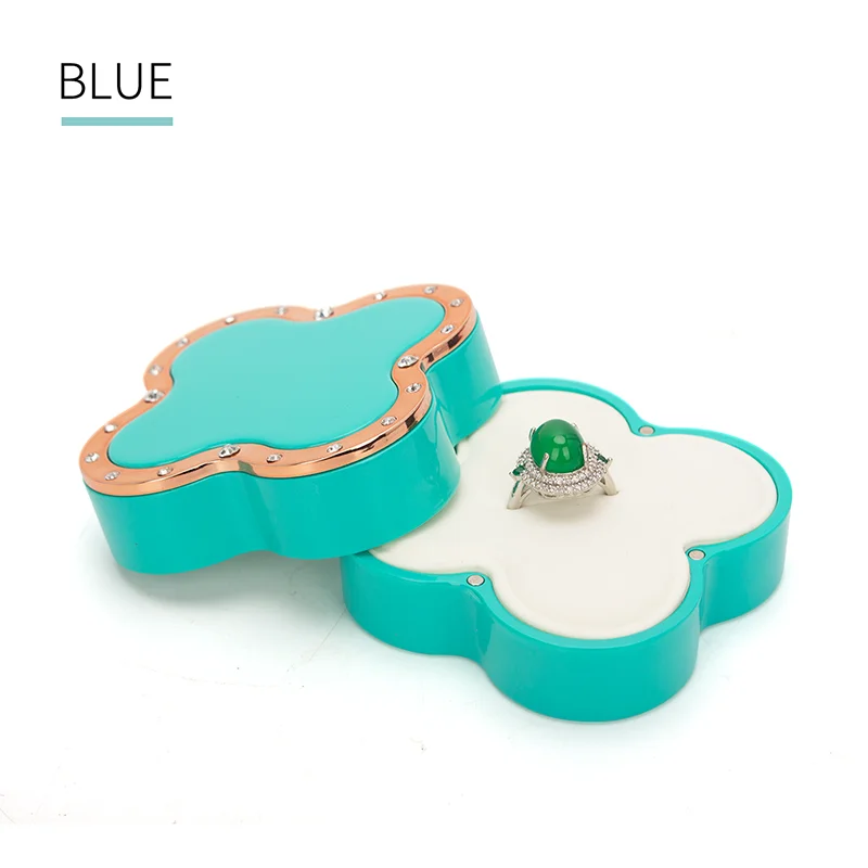 

Quadrangular Blue Wedding Ring Jewelry Holder Storage Box For Female Earring Pendent Showcase Lover Birthday Anniversary Gift