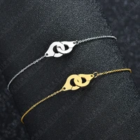 fashion stainless steel handcuffs bracelet gold plated couple lock bracelet jewelry for men and women valentines day gift