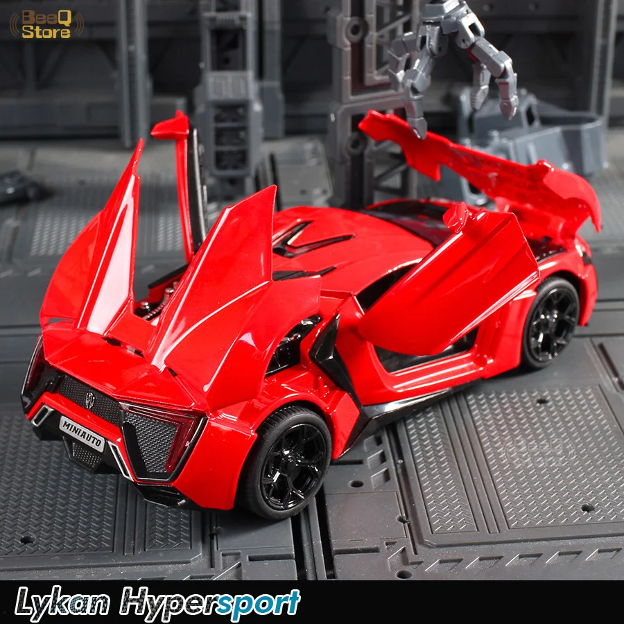 1:32 Lykan скоростная и страсть 7 откатная модель сплав спортивный литой звуковой