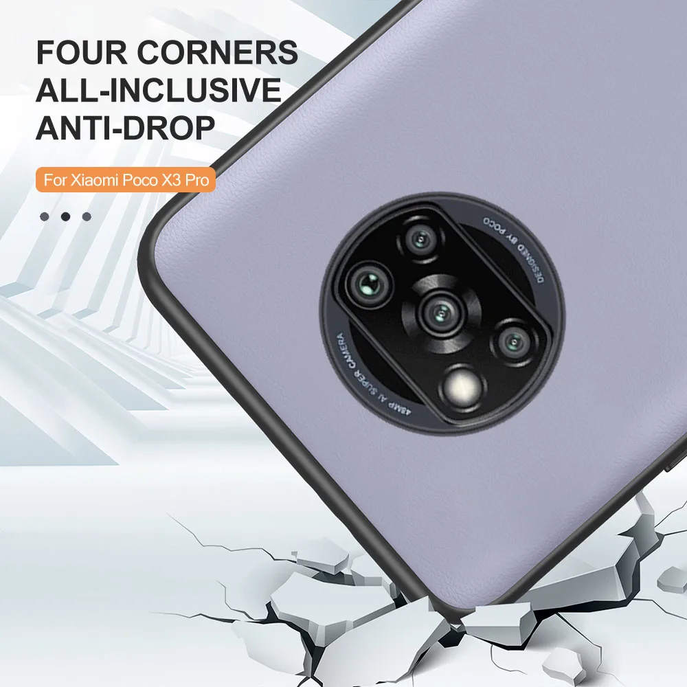 anti fingerprint leather phone protective case for xiaomi poco x3 m3 pro super thin shockproof shell cover poko x3 nfc f3 coque free global shipping