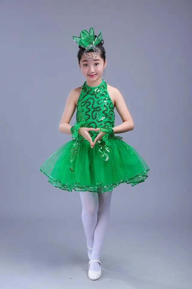 

Girl Boy Jazz Dance Costumes for Girls Dance Dress Green Girls Ballet Dress for Children's Performance Costume Stage Dancewear