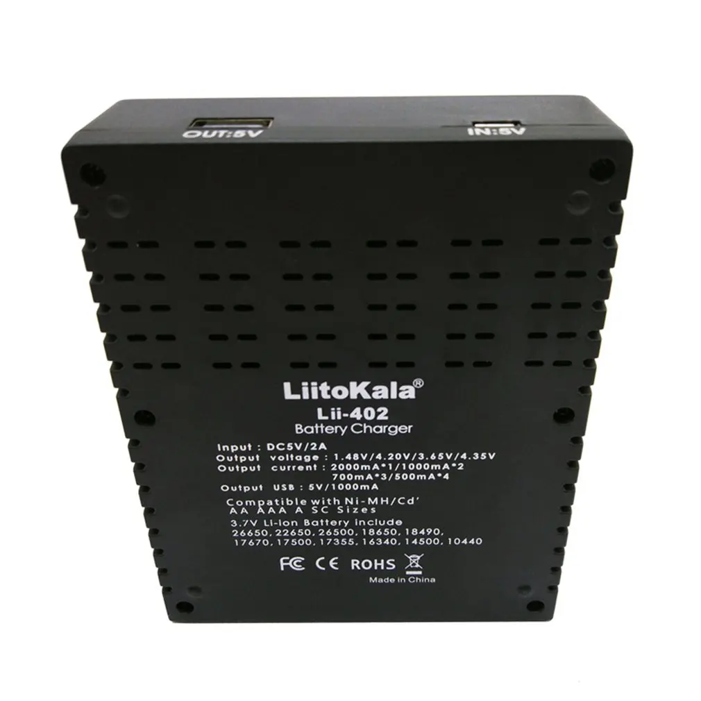Liitokala Lii-402 18650 зарядное устройство 26650 16340 14500 4 слота NiMH литий-ионная батарея умное