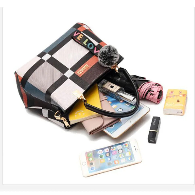 

Geometric Panelled Style Fashion New Women's Leather Handbags Ladies Shoulder Bag Large Capacity Pocket Crossbody Bags