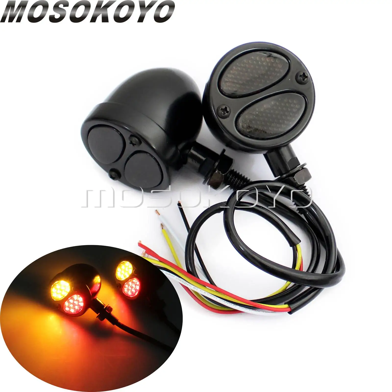 black-rear red 2X светодиодный красный/белый и янтарный мигалка задние фонари тормоза стоп-светильник 10 мм болт для Harley Кафе Racer Chopper Bobber указатель поворота светильник - Цвет: black-rear red