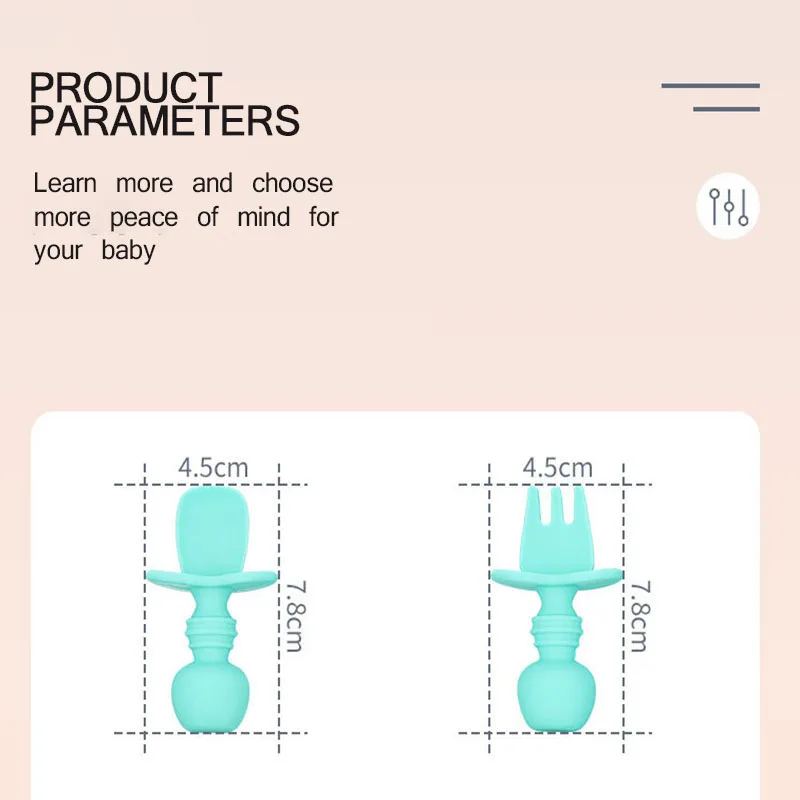 

2pcs set Baby Training Fork Spoon Set Silicone Baby Feeding Spoon Fork Kit Food Grade safety Newborn baby Tableware Teether Fork