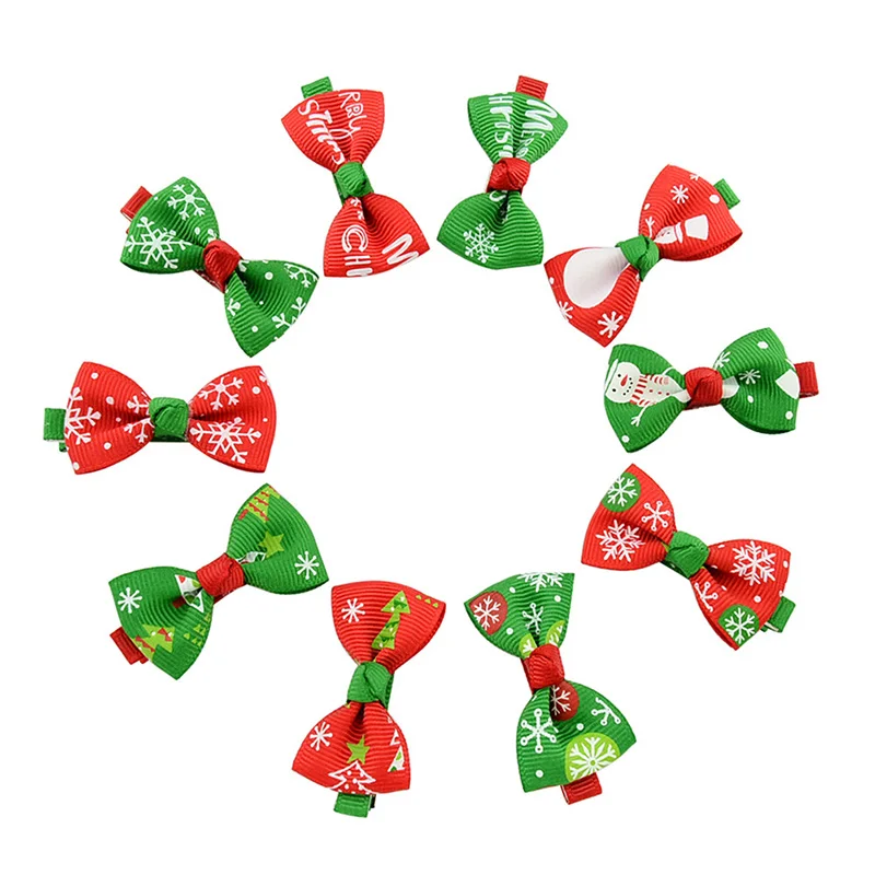 

2PCS/SET Christmas Small Bow Hairpins For Girls Kids Candy Hair Clips Hair Tie Baby Elastic Hair Bands Scrunchy Hair Accessories