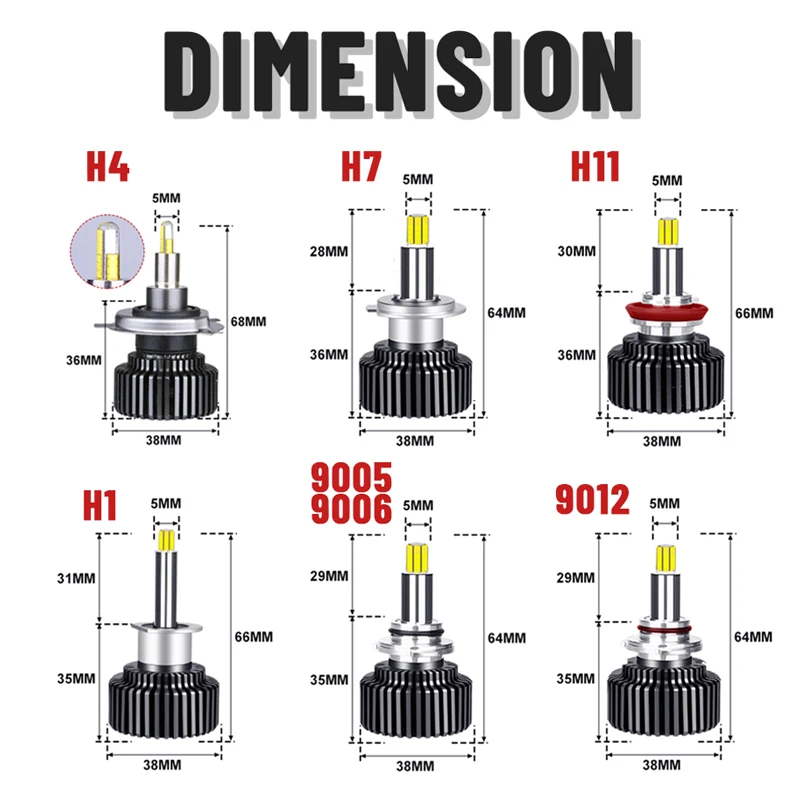

CARLITEK H11 H1 H7 Led Headlight Bulb Mini Size For Auto 9012 9005 9006 H8 H9 Car Light Universal HB4 HB3 Lamp 360 degree Super