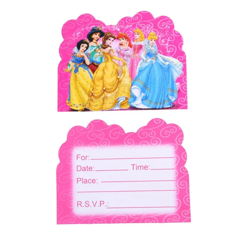 invitation card 10pc 1 X Принцесса София/Аврора/Белоснежка/Эльза/Анна, кекс, топперы, юбка ручной работы украшение торта, подарок на день рождения для девочки - Цвет: invitation card 10pc