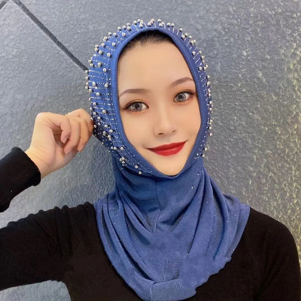 Хиджаб модные мусульманские исламские шапки женский головной платок с бусинами
