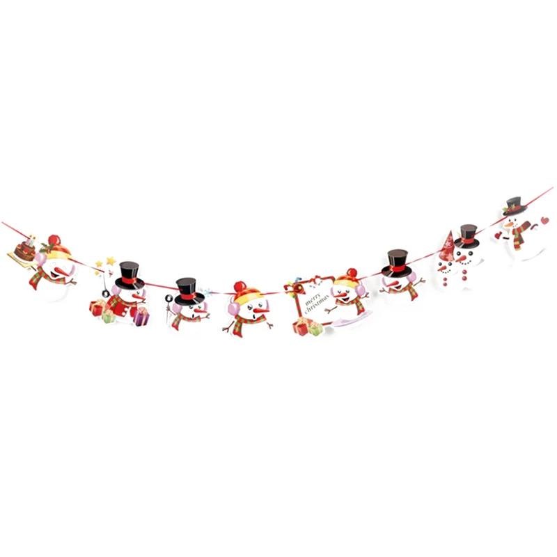 

Christmas Paper Decoration Banner Flag New Year Party Decoration Santa Snowman Parachute Flags Garlands Christmas Decor