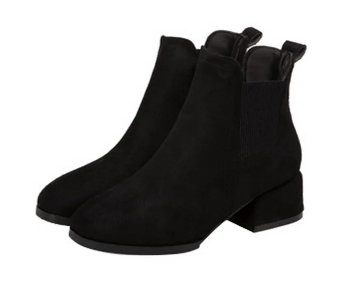 Autumn Winter Boots women Camel Black Ankle For Women Thick Heel Slip On Ladies Shoes | Обувь