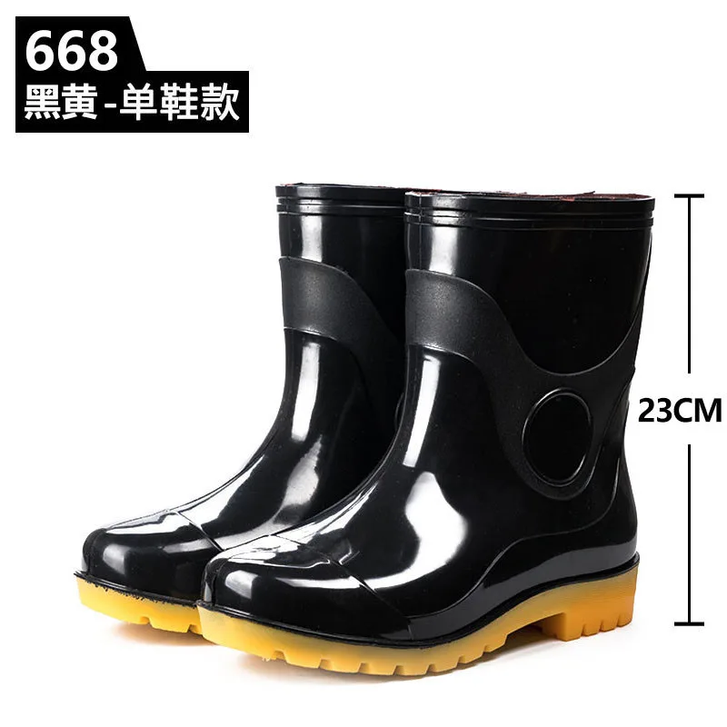 Мужские непромокаемые высокие ботинки из ПВХ ботильоны водонепроницаемая обувь