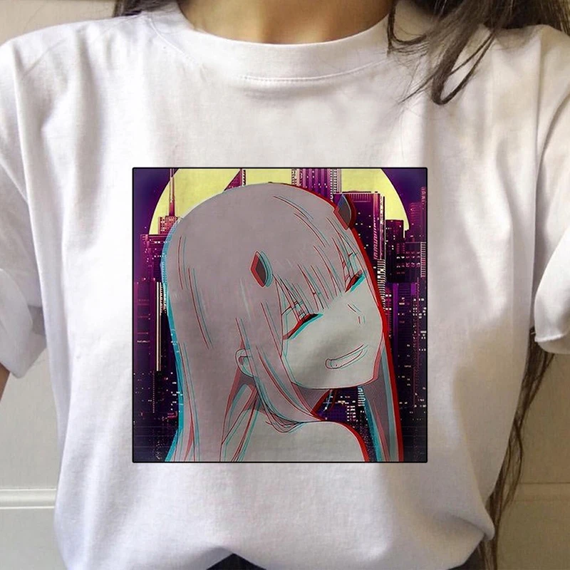 Hot Anime Graphic T shirt Darling in the Franxx Anime Zero TWO Kawaii Cartoon Tops Harajuku Print T Shirt y2k aesthetic t shirts