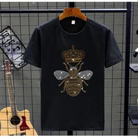 bee style hot drilling rhinestone summer mens t shirt plus size tees loose ventilation cotton short sleeve party o neck tops xl