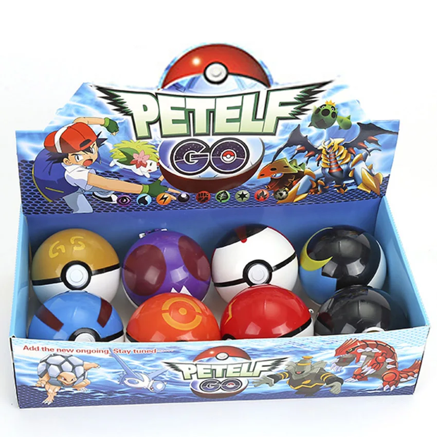 Действий 8 шт./компл. Pokeballs с коробкой Пикачу Рисунок игрушки для детей, подарок на день рождения, Pokect Mansters Пикачу Pokeballs модель игрушки