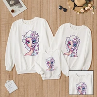 disney unisex hoodies family matching clothes beautiful elsa queen print cartoon pullover cool aesthetic tops sweatshirt clothes