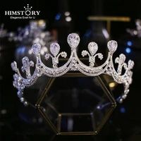 himstory new rhinestones cubic zirconia wedding tiara cz bridal queen princess pageant bridal crown bridesmaids hair jewelry