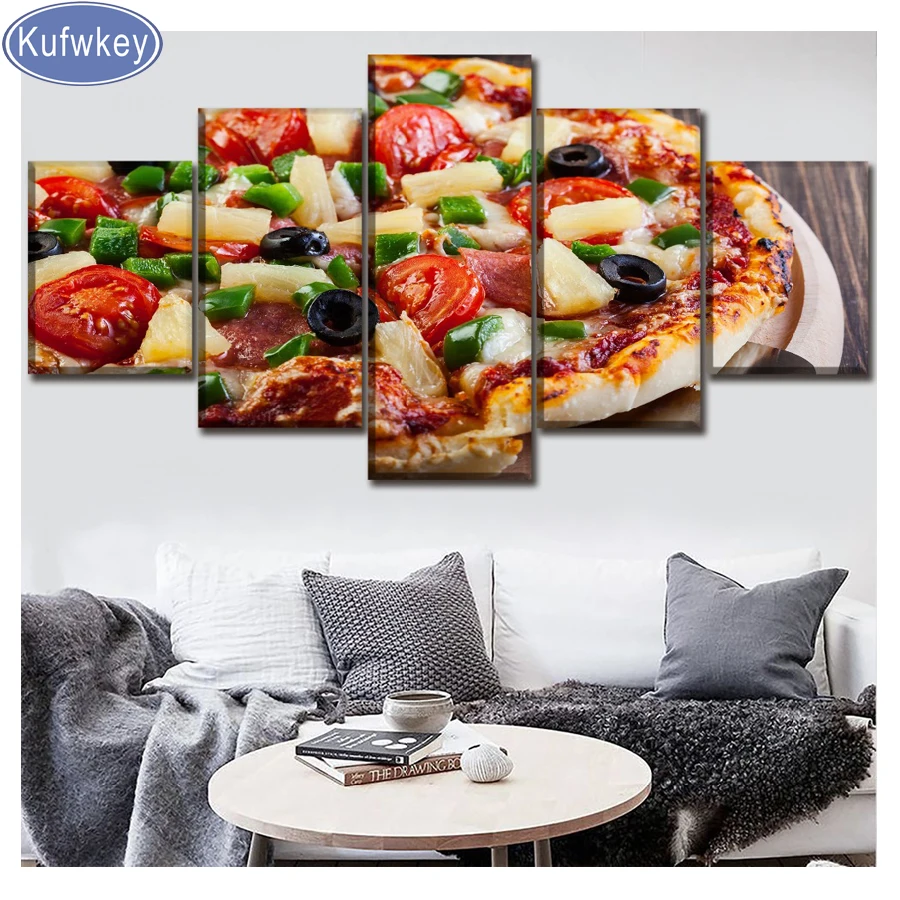 

Full square/round diamond embroidery"Pizza food"diamond Picture 5pcs/set diamond painting cross stitch kit,Restaurant decor art