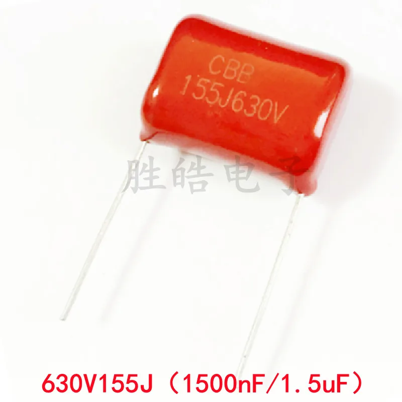 

10PCS 630V155J High Quality 5% 1.5UF Pitch 20mm 630V 155 155J 1500nf CBB Polypropylene Film Capacitor