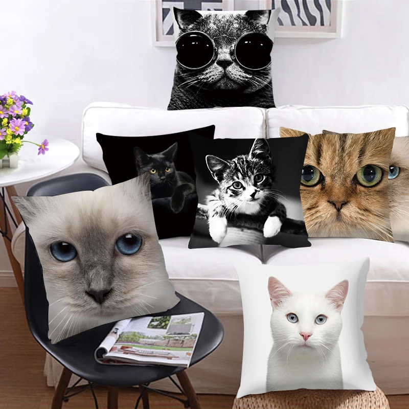 

Printing Pillows Decor Home Decorative Pillows Car Sofa Cushion Cover Bed Pillowcase Cat Pillow Cover Decorative (45*45cm)