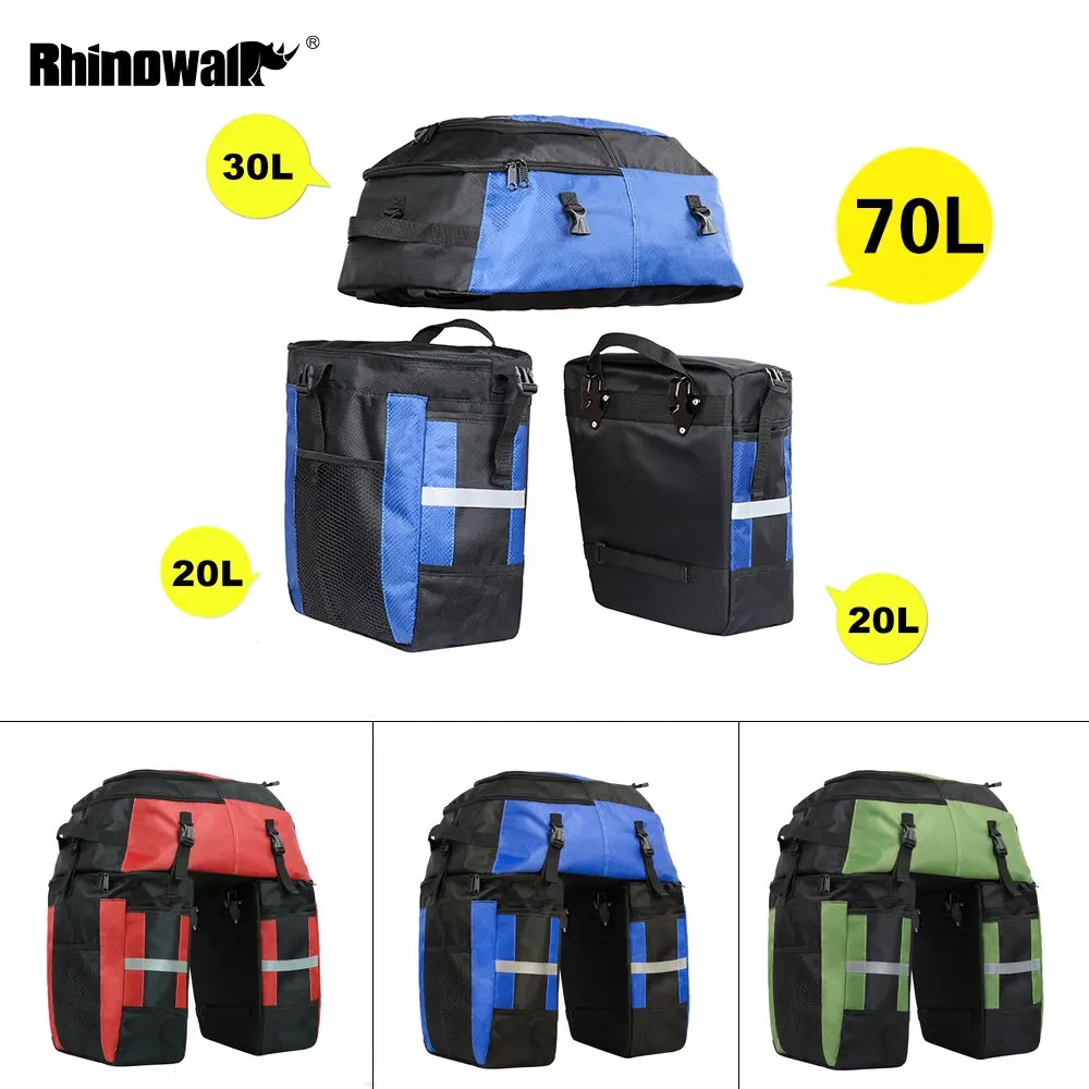 

Rhinowalk 3 IN 1 Bicycle Rear Rack Seat Trunk Bag 70L MTB Road Bike Multifunctional Luggage Carrier Bag 3 Colors with Rain Cover
