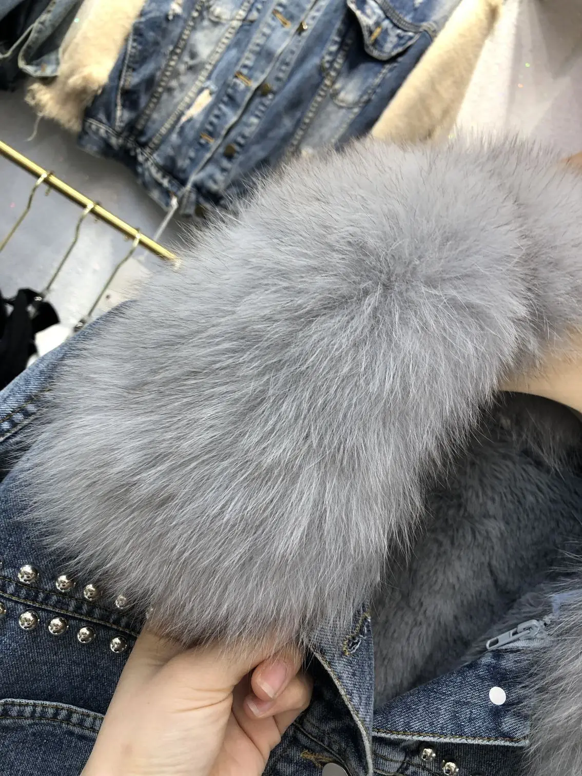 Новинка, осенне-зимняя женская куртка, можно снять, шерстяная подкладка, свободный меховой воротник, джинсовое пальто, толстые парки, студенческие Короткие