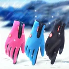 Мужские зимние перчатки, с бархатным утеплителем, для велоспорта, 2021, водонепроницаемые Нескользящие перчатки унисекс на молнии для лыж, перчатки от холода