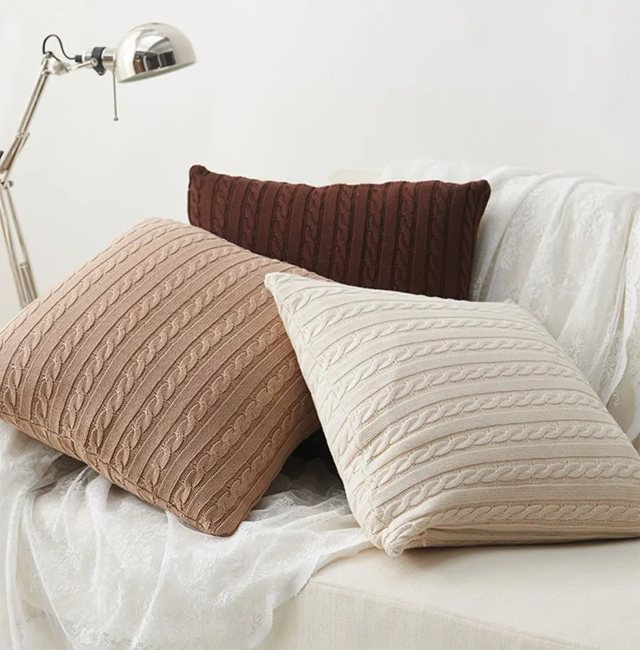 

Full flower knitted cushion cover,white blue red pillow case,comfortable western design warm fancy sofa cushion-random colors