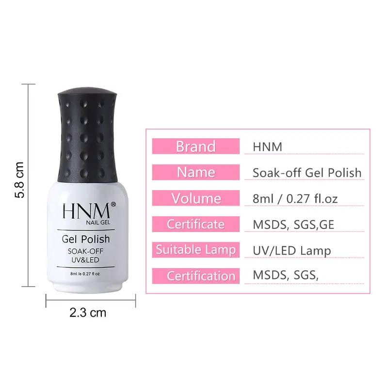 

HNM 6Pcs Gel Nail Polish Set Soak Off Nail Varnish Primer UV LED Stamping Gelpolish Hybird Lacquer Semi Permanent 8ML+5ML