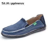2021 summer new mens denim canvas shoes lightwight breathable beach shoes fashion casual slip on soft flat loafers big size hot