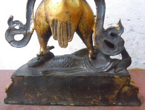 Бесплатная доставка 12 &quotКитайская Изысканная бронзовая позолота резная змея