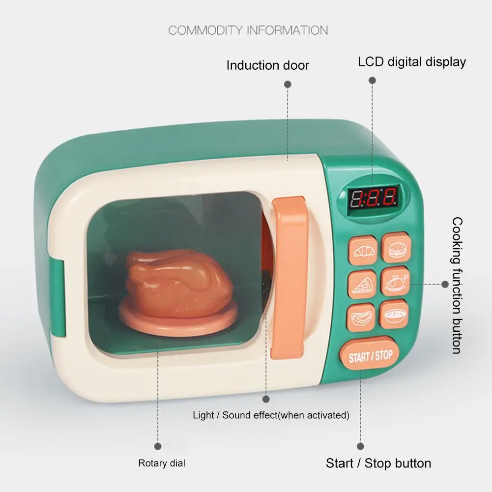 

Kid Kitchen Play Set Pretend Playing Toys Electric Timing Microwave Small Household Appliances Plastic Electronic Component