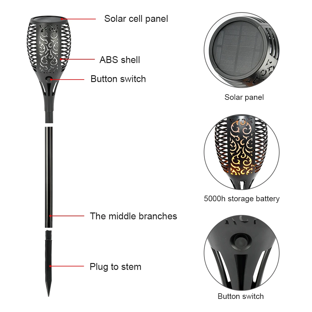 1/2/4 шт. 33LED 96LED Солнечный свет лампы мерцание открытый IP65 Водонепроницаемый Пейзаж