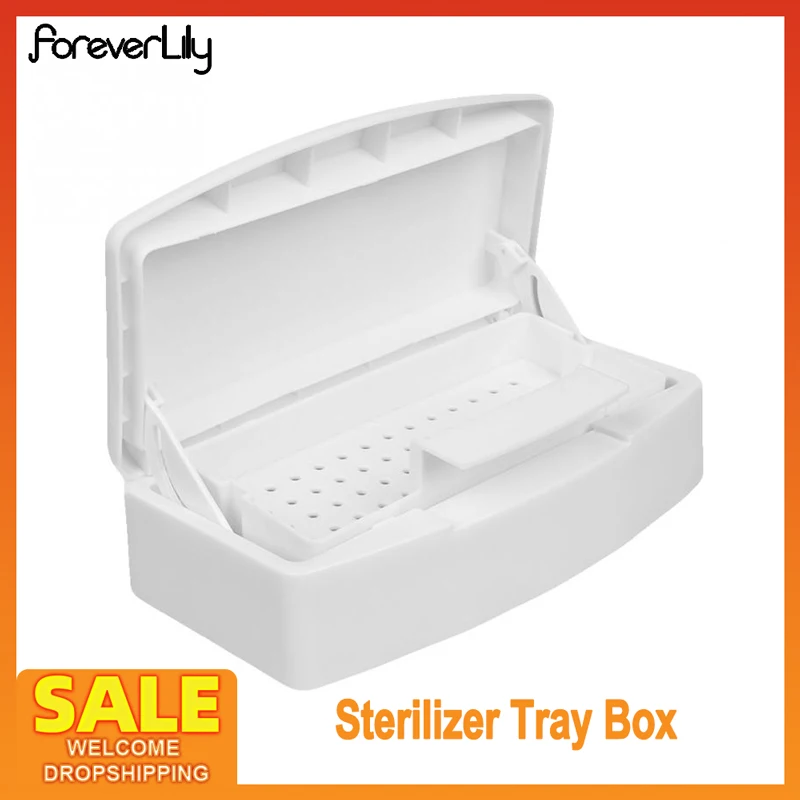

High Quality Hard 1PC White Sterilizer Tray Box Portable Sterilizing Cleaning Nail Art Use Tray Makeup Tools Middle Size