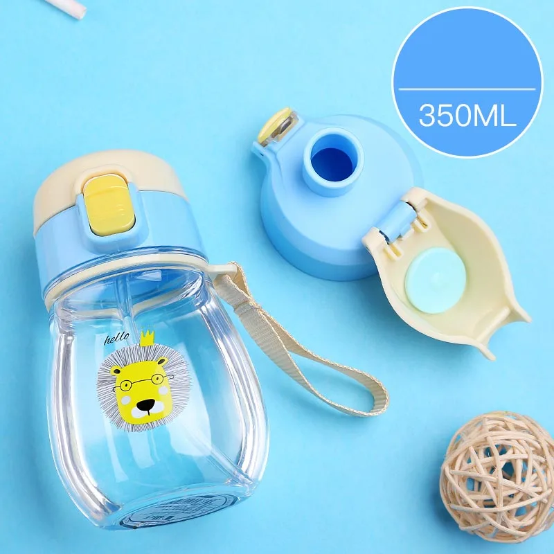 Blue D8821 350 мл набор бутылочек для кормления детей Tritan, не содержит бисфенол, Антиколиковая бутылочка для молока с соломинкой и прямым покрытием, бутылочка для кормления младенцев - Цвет: Blue D8821