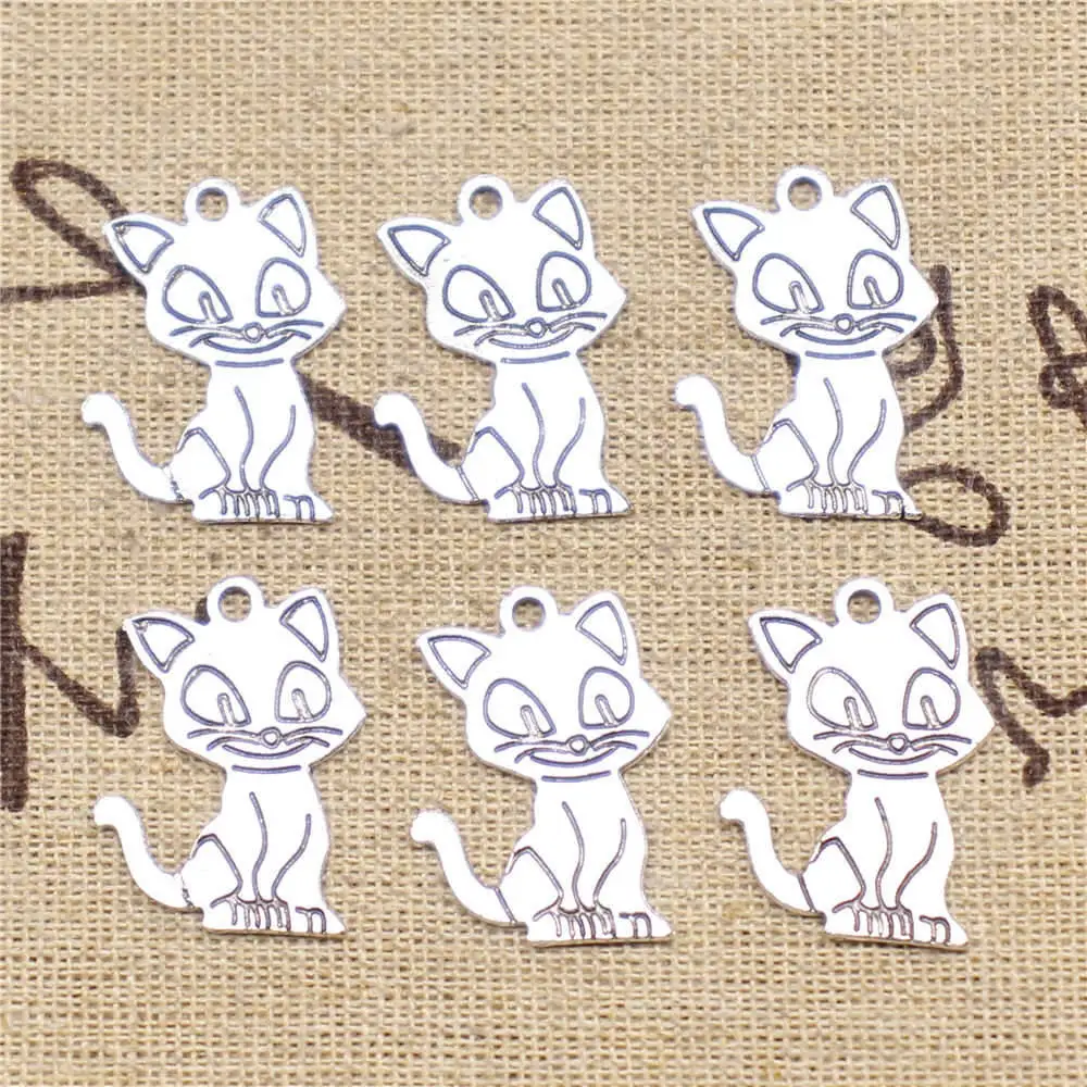 

10 шт., двусторонние Подвески в виде кота, 25 х17 мм