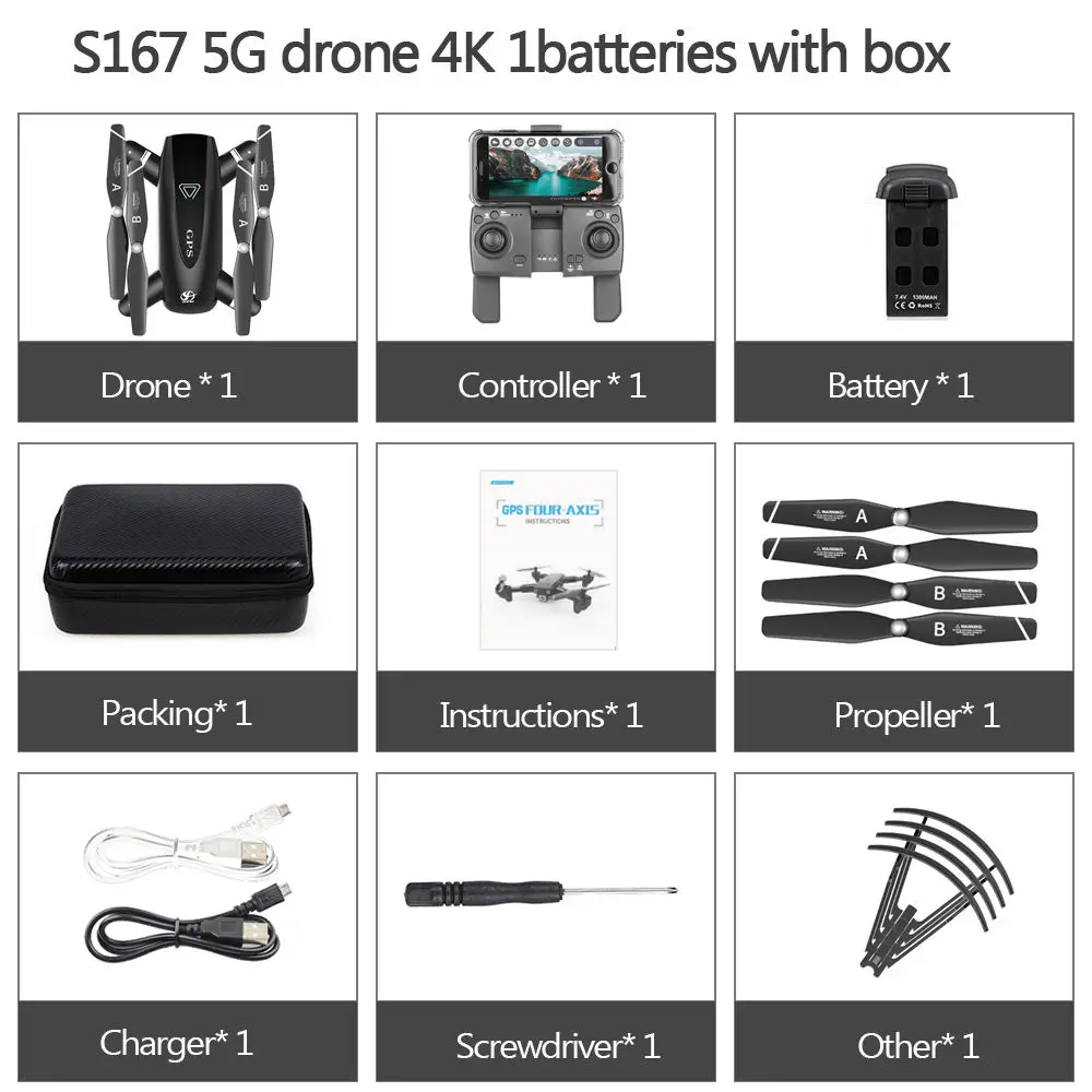 5G 1B With Bag CSJ S167 gps 5G wifi FPV Радиоуправляемый Дрон с камерой 4K Дрон с gps точка полета жеста фотографии видео авто возврат дома RC Квадрокоптер - Цвет: 5G 1B With Bag