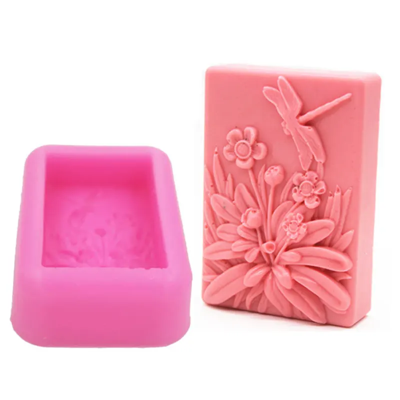 

1Pcs 3D Dragonfly Flower Silicone Soap Mold 3D Handmade Craft Art Mould Silicone mould for Soap making
