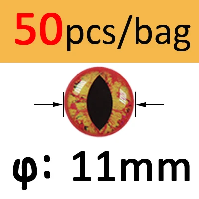 Orange 11mm 50pcs Bimoo 50 шт. 3D 4D голографические рыболовные глаза для приманки рыбные глаза для завязывания мух изготовления приманки ремесло рыбы Череп Живые Глаза Размер 3 мм-12 мм - Цвет: Orange 11mm 50pcs